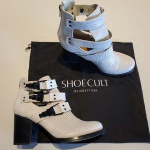 Shoe Cult by Nasty Gal White Snake Heeled Booties
